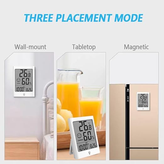 Timloon Digital Indoor Thermometer for Room, Smart Temperature Humidity Monitor with Backlight, Comfort Indicator, Max/Min Record, Time, Calendar, Alarm, °c/°f Switch for Bedroom, School