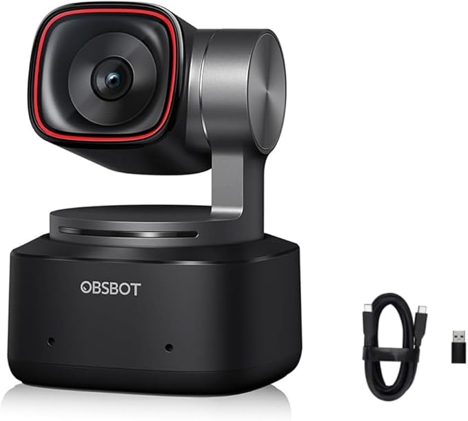OBSBOT Tiny 2 AI Webcam 4K, 1/1.5" Sensor, 60FPS, Auto Focus & HDR | PTZ Voice/Gesture Control, AI Tracking | Ideal for Streaming, Meetings, PC (USB Web Camera)