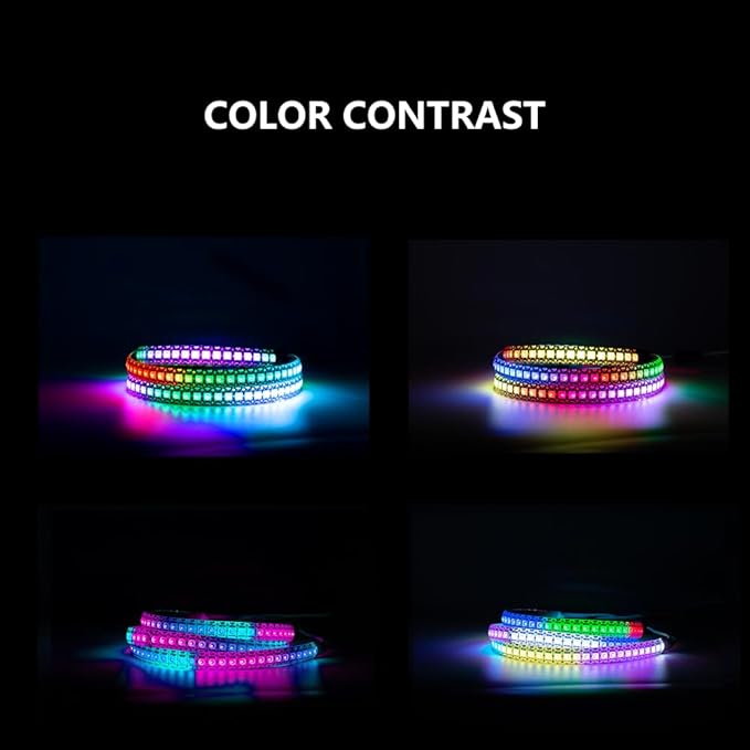WS2812B LED Strip Individual Addressable Light 144Pixels/m SMD 5050 RGB Pixel Strip DC5V (3.2FT 144LEDS Waterproof IP67, Black PCB)