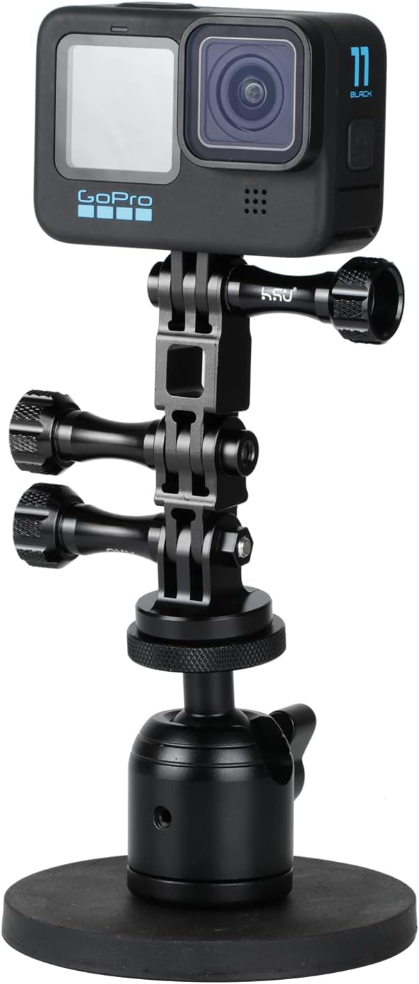 HSU Aluminum Extension Arm for GoPro Hero 13/12, Metal Adjust Arm Straight Joints Mount, Same Direction Straight Joints Mount for Go Pro Hero 11/10/9/8/7/6/5 Black, DJI Osmo Action and More(Black)