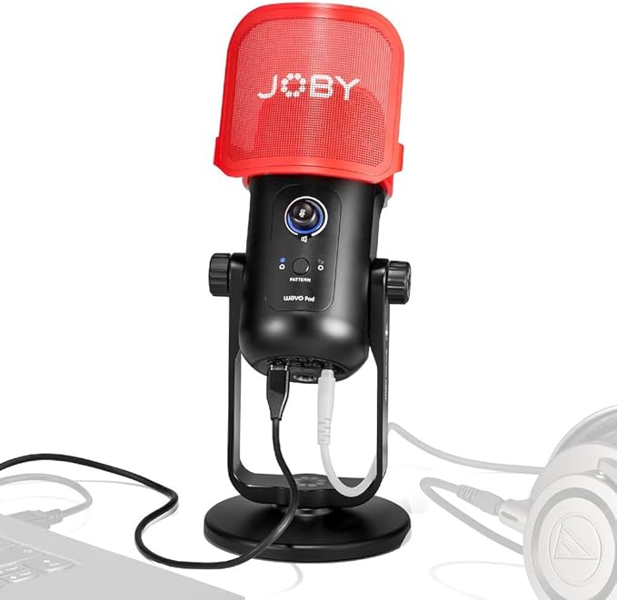 Joby Wavo POD USB Condenser PC Microphone for Streaming, Podcasting, Mute and Gain Controls, Live Monitoring, Plug & Play for PC and Mac, ASMR Microphone, Condenser Microphones