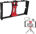 Smartphone Video Rig, Handheld Phone Video Camera Stabilizer, Portable Phone Photography Vlog Cage, with Cold Shoe Mount, 1/4in Screw Holes, for Live Broadcast(Red)