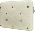 13 14 Inch Laptop Sleeve Case, Water-Repellent Cover with Bear Head Embroidery, Shockproof Padded Bag Compatible with MacBook Air & Pro 13/14 Inch, Beige