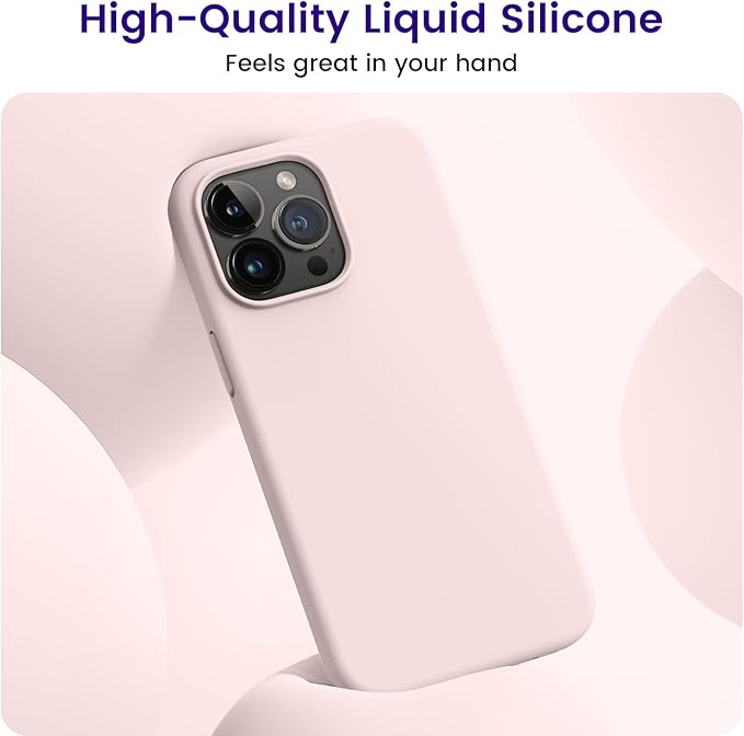 OTOFLY Compatible with iPhone 15 Pro Max Case,[Silky and Soft Touch Series] Premium Soft Liquid Silicone Rubber Full-Body Protective Bumper Case for iPhone 15 Pro Max (Chalk Pink)