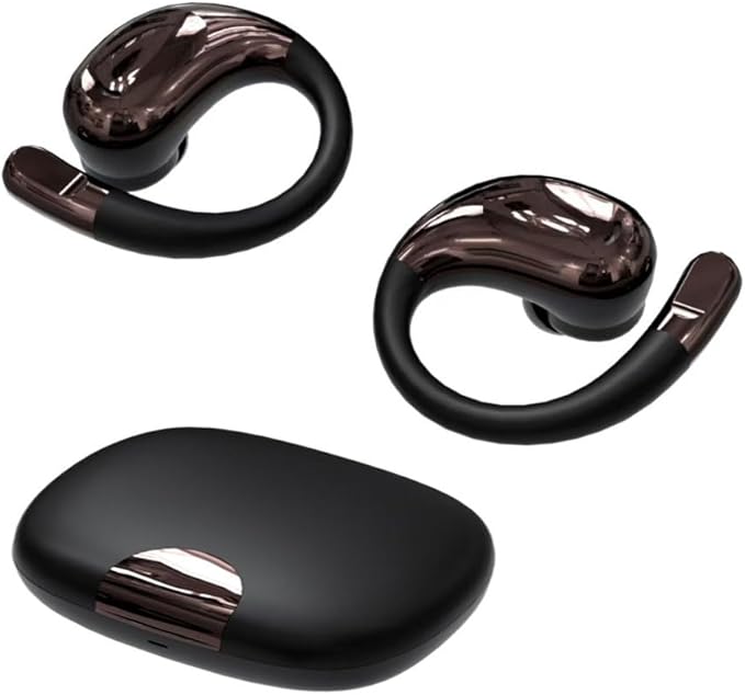Bluetooth Earbud Headphones Wireless in Opean/Non-Open Ear Use Earphone with Earhooks for Sports Running Earbud HiFi Stereo, ENC Mic, About 40Hrs Office Black (Black)