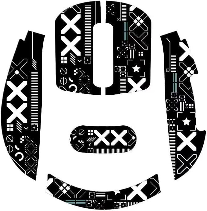 Mouse Anti Slip Grip Tape, Pre-Cut Universal Griptape for Superlight Wireless Gaming Mouse Skins, Sweat Resistant, Elastics Refined Side Grips, Easy to Apply, Ultra-thin 0.5mm (0.02in) - Black