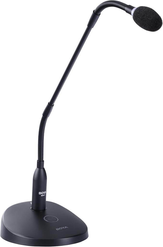 BOYA 18" Gooseneck Condenser Microphone with Desktop Base, LED Indicator - Podium Microphone for Conference Meeting Video Live Streaming Lecture Speech Podcast (XLR Interface BY-GM18CB)