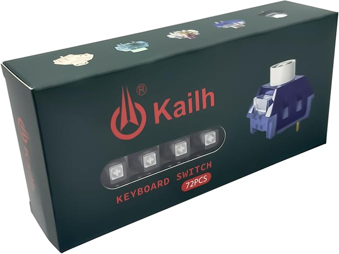 Kailh Box White Mechanical Keyboard Switches,3-Pin 45gf Clicky/Speed Typing/Gaming/Waterproof Switches(72Pcs,Kailh Box White)