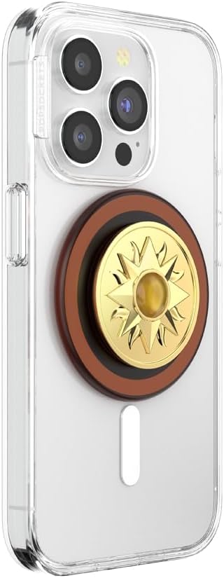 PopSockets Phone Grip for MagSafe, Magnetic Holder, Phone Stand, Gold - Enamel Sun Jewel Amber