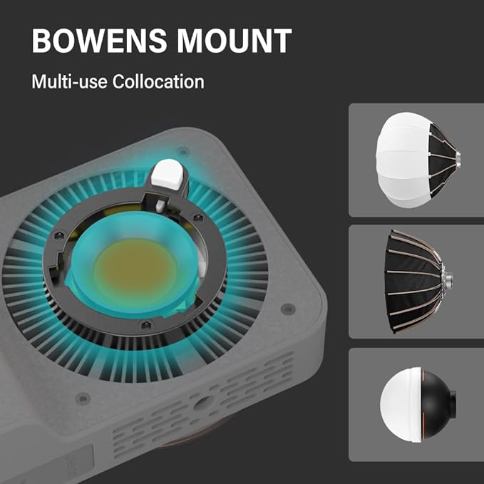 ZC-100BI 100W COB Video Light with Bowens Mount,10000Lux/m 2700K-7500K Bi-Color Camera Light with 10 Scenario Simulations Control Continuous Lighting for Photography (ZC-100 Balck MINI KIT)