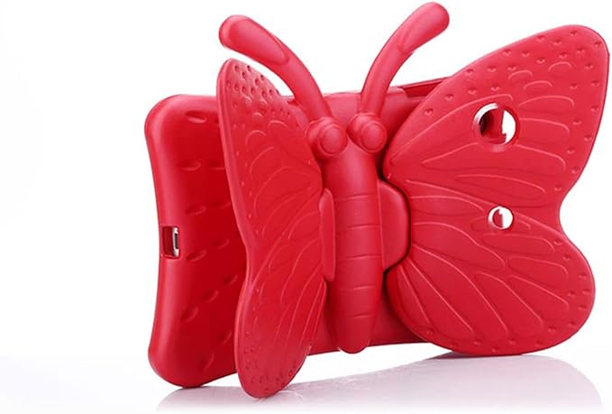 Kids Case for Apple iPad mini 5/Mini 4/Mini 3/Mini 2/Mini 1 with Kickstand Soft EVA Foam Lightweight Shockproof Stand Cover for iPad mini 5th/4th/3rd/2nd/1st Generation 7.9", Red Butterfly