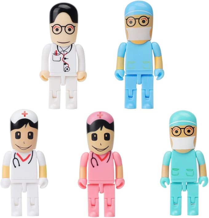 5 x 8GB Cute USB Flash Drive, Doctors Nurses Memory Stick Drive Pendrive Gift for Kids, Teacher, Friends
