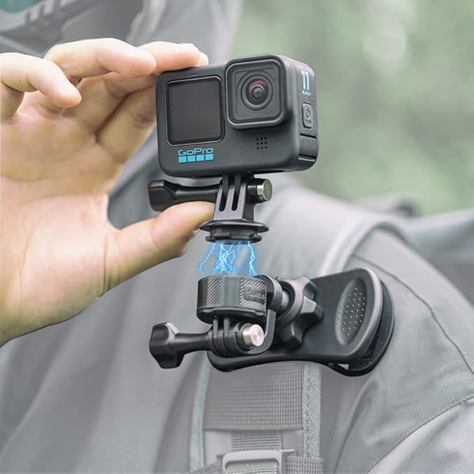 Magnetic Backpack Strap Mount Quick Clip Mount with Magnetic Adapter, Bag Belt Shoulder Strap Clip Holder Compatible with Gopro Hero 13/12/11/10, DJI Osmo Action 6/5Pro/4/3, AKASO and More