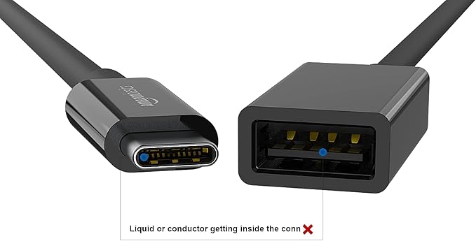 Amazon Basics USB 3.1 USB-C to USB-A Female Adapter Cable Converter, 5Gbps High-Speed, USB-IF Certified, Fast Transfer, Portable, for Laptops, Tablets, Phones (iPhone 16/15), Black