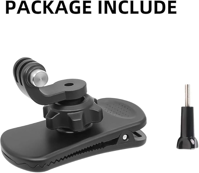 Backpack Strap Clip Mount, 360° Rotation Backpack Clamp Mount Compatible with Gopro Hero 13/12/11/10/9/8 Black, Session, DJI Osmo Action 6/5Pro/4/3 and Most Action Cameras (BC-2)
