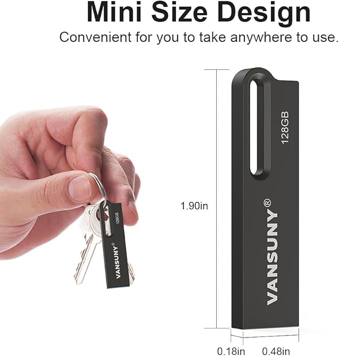 Vansuny 128GB Flash Drive Metal Waterproof USB Drive USB 3.0 Ultra High Speed Memory Stick, Portable Thumb Drive for PC/Tablets/Mac/Laptop