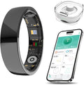 Ceramics Smart Ring, Health Fitness Tracker for Women Men with Heart Rate Monitor, Sleep Tracking, BP SpO2, Activity Tracker, Friend Care Scratch Resistant Free App Subscription (Black, 8#)