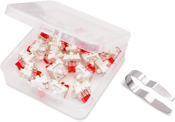outemu Red Switches 20 Pack, 3 Pin 45gf Linear/RGB/Dustproof/RGB Key Switch - Cherry MX Equivalent DIY Replaceable Switches for Mechanical Keyboard
