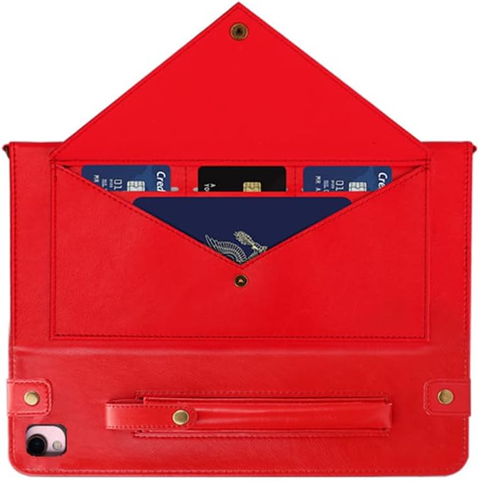 Handbag Case for iPad 10.2" (2019-2021) & iPad Pro/Air 10.5", Techcircle Folio Stand iPad Crossbody Wallet Case with Pencil Holder & Envelope Pocket, Hand Strap+Shoulder Strap Protective Cover, Red