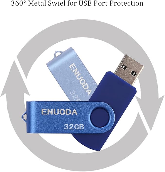 32GB Flash Drive 5 Pack ENUODA Thumb Drives 32GB Swivel Design USB 2.0 Memory Stick Jump Drive Pen Drive for Storage and Backup (5 Colors)
