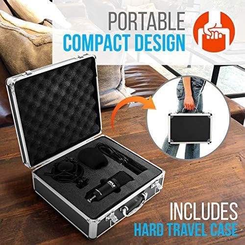Pyle USB Microphone Podcast Recording Kit with Desktop Stand and Pop Filter, Audio Cardioid Condenser Mic for Gaming, Streaming, Podcasting, Studio, Youtube, Works with Windows Mac PC