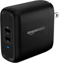 Amazon Basics 36W Dual Port USB-C Wall Charger with Power Delivery, Foldable Plug, for Tablets & Phones (iPhone 15/14/13/12/11/X, iPad, Samsung, and More), Non-PPS, 2.34 x 2.21 x 1.09 inches, Black