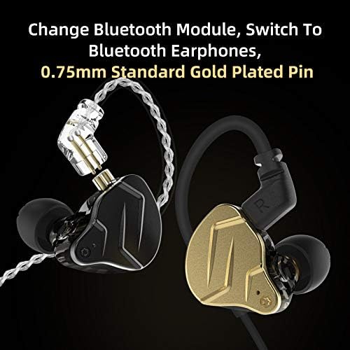 KZ ZSN Pro X IEM Earphone in Ear Monitors, 1BA+1DD Dual Driver Noise Cancelling Wired Gaming Earbuds, Deep Bass Stereo Sound Headphones with 3.5 Plug 2PIN Detachable Tangle-Free Cable (Gold, with Mic)