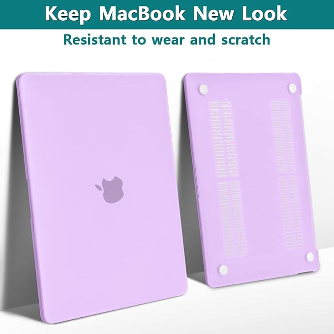 Teryeefi Compatible with MacBook Air 13.6 inch M2 M3 M4 M5 Case 2022-20252026 Model A2681/A3113/A3240/A3449, Laptop Hard Shell Case & Keyboard Cover & USB 3.0 Adapter, Frosted Purple