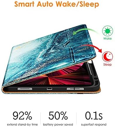 DTTO Premium Synthetic Leather iPad Case, Protective Cover for iPad Pro 11 Inch and iPad Air 4, Auto Wake/Sleep Function, Built-in Hand Strap, Front Document Card Pocket