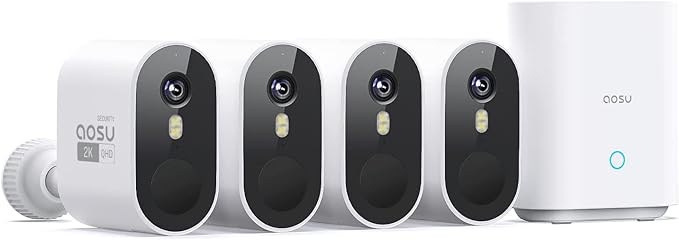 aosu 2K Add-on Camera, Requires WirelessCam/SolarCam aosuBase (NOT Doorbell Base Station), Up to 4 Cameras Can be Connected to 1 aosuBase