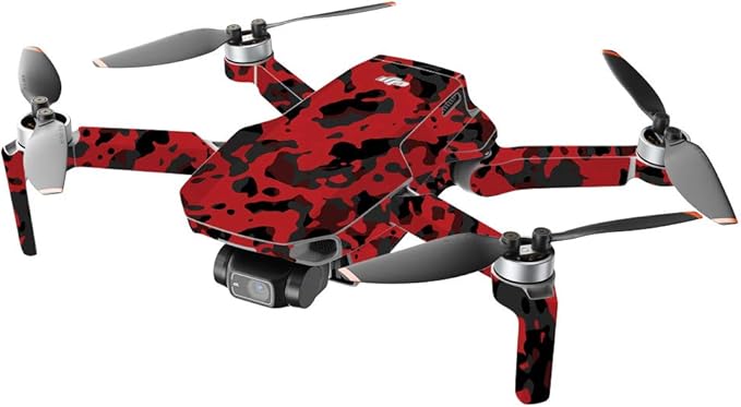 MightySkins Compatible with DJI Mini 2 Portable Drone - Red Modern Camo | Protective, Durable, and Unique Vinyl Decal wrap Cover | Easy to Apply, Remove, and Change Styles | Made in The USA