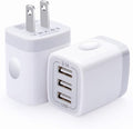 USB Wall Charger Adapter, FiveBox 2PC 18W/3Amp Fast Multiple 3-Ports Wall Charger Plug Box Charger Block Charging Base Cube for iPhone 16 15 14 13 12 11 Mini Pro Max SE XS XR X 8 7 6 Pad, Samsung