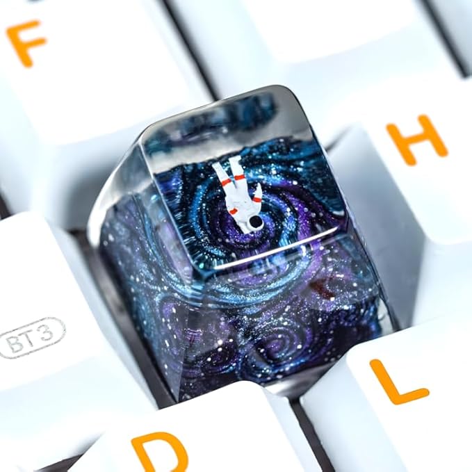 Aesthetic Galaxy Astronaut Artisan Keycap R1 SA Profile Custom Astronauts Keycaps 1U ESC Space Explorer Handmade Gaming Resin Key Cap Cherry MX Switch Compatible Mechanical Keyboard Space Lover Gift
