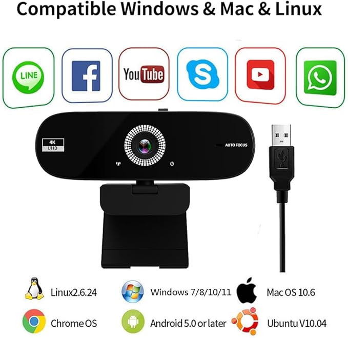 Autofocus Webcam with Privacy Cover (4K)