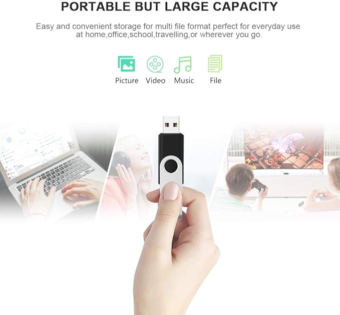 KEXIN Flash Drive 64GB USB Flash Drive 5 Pack Thumb Drive 64 GB Jump Drive USB Stick 64G Swivel Bulk Zip Drive USB 2.0, Multi-Color (Black, Blue, Green, White, Red)