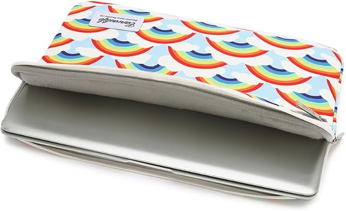 Canvaslife Waterproof Laptop Sleeve 14 Inch Laptop Case Bag with Front Pocket Rainbow Pattern