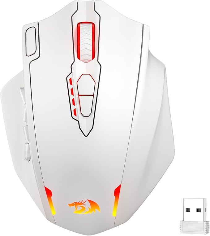 Redragon M913 Impact Elite Wireless Gaming Mouse, 16000 DPI Wired/Wireless RGB Mouse with 16 Programmable Buttons, 45 Hr Battery and Pro Optical Sensor, 12 Side Buttons MMO Mouse