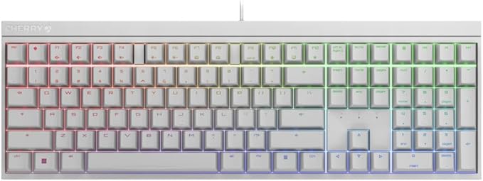 Cherry MX 2.0S Wired Gaming Keyboard with RGB Lighting Different MX Switching Characteristics: MX Black, MX Blue, MX Brown, MX RED and MX Silent RED (White - MX Silent Red Switch)