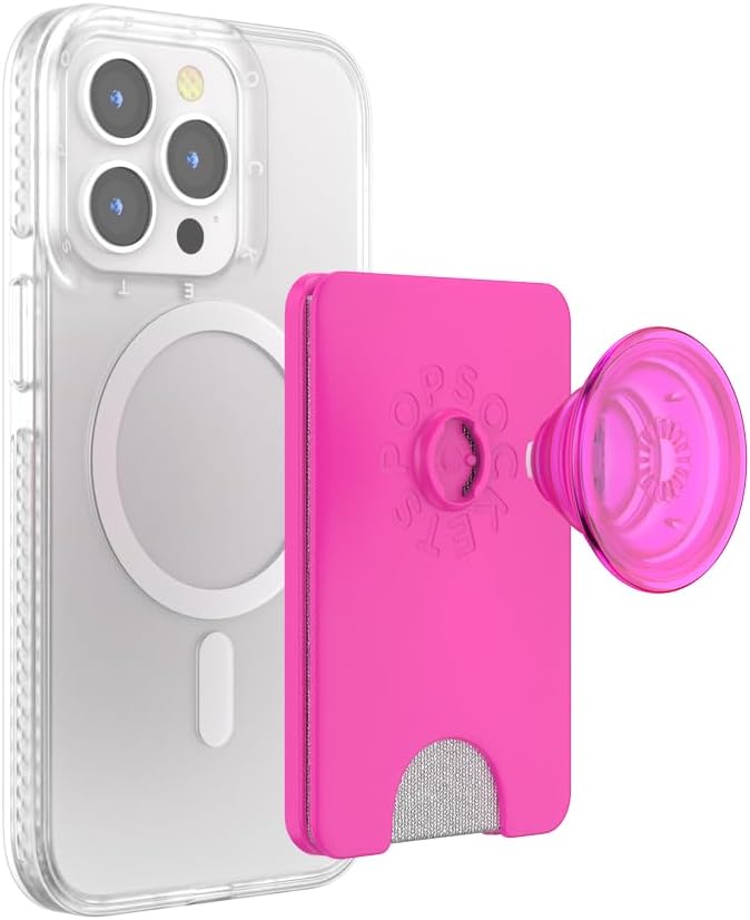 PopSockets Phone Wallet for MagSafe, Phone Card Holder with Grip, Pink - Magenta