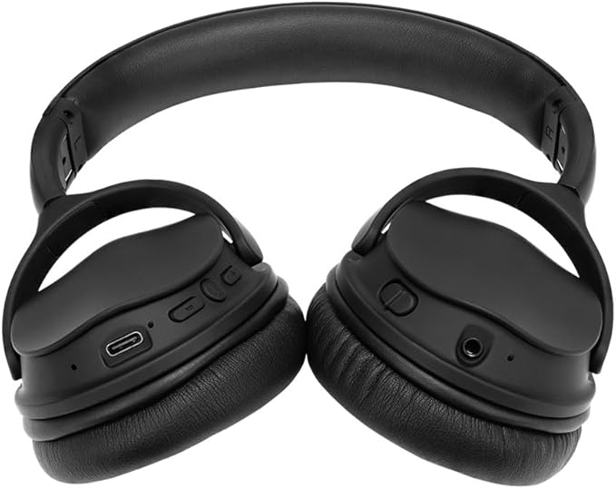 Monoprice Wireless Over Ear Headphones - Active Noise Cancelling (ANC) Bluetooth 5.0, Extended Playtime, Qualcomm aptX Audio, 40mm Drivers, Black