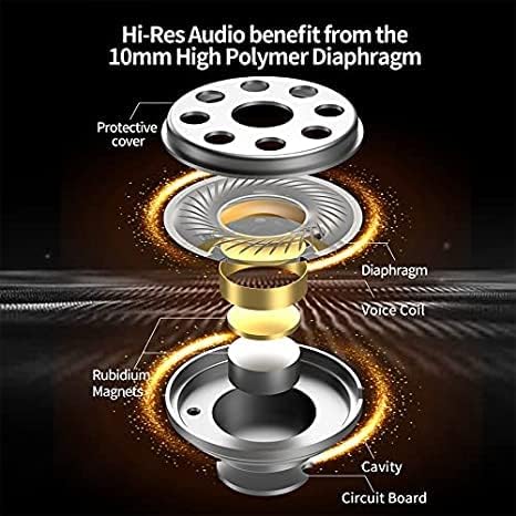 CCA CRA in-Ear Monitors Earbuds with Microphone, Powerful Bass Dynamic Wired Earbuds with 2Pin Detachable OFC Cable, Noise-Isolating in Ear Headphones with 3.5mm Jack Interface (Black, with Mic)
