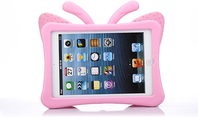 Kids Case for Apple iPad mini 5/Mini 4/Mini 3/Mini 2/Mini 1 with Kickstand Soft EVA Foam Lightweight Shockproof Stand Cover for iPad mini 5th/4th/3rd/2nd/1st Generation 7.9", Pink Butterfly