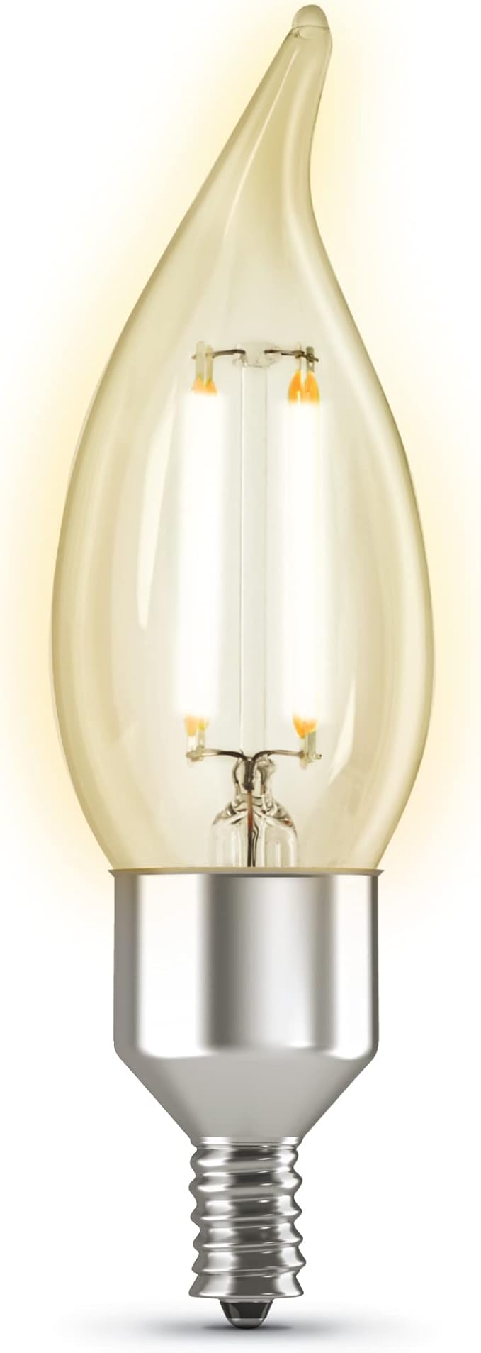 Feit Electric CFC40/927CA/FIL/AG 40 Watt Equivalent WiFi Dimmable, No Alexa or Google Assistant, Flame Tip Filament Chandelier LED Smart Light Bulb, 4.3" H x 1.4" D, 2700K Soft Whit (Pack of 4)