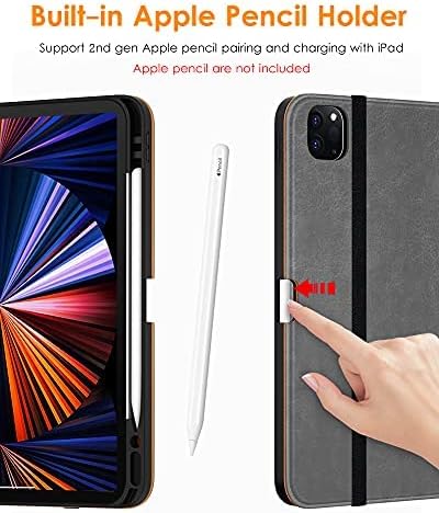 DTTO Case for iPad Pro 11 Inch 4th / 3rd / 2nd / 1st Generation 2022/2021/2020/2018,Premium PU Leather Folio Stand Cover with Hand Strap, Auto Wake/Sleep,Multiple Viewing Angles, Grey