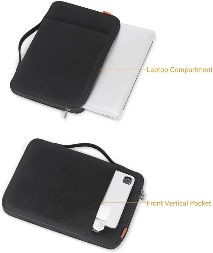 DOMISO Computer Bags, Laptop Case Sleeve Cover for 16 inch MacBook Pro M4/M3/M2/M1 Pro/Max A3403 A3186 A2991 A2780 A2485 A2141,Compatible with 15.6 inch HP Lenovo Dell XPS 16 with Small Case, Black