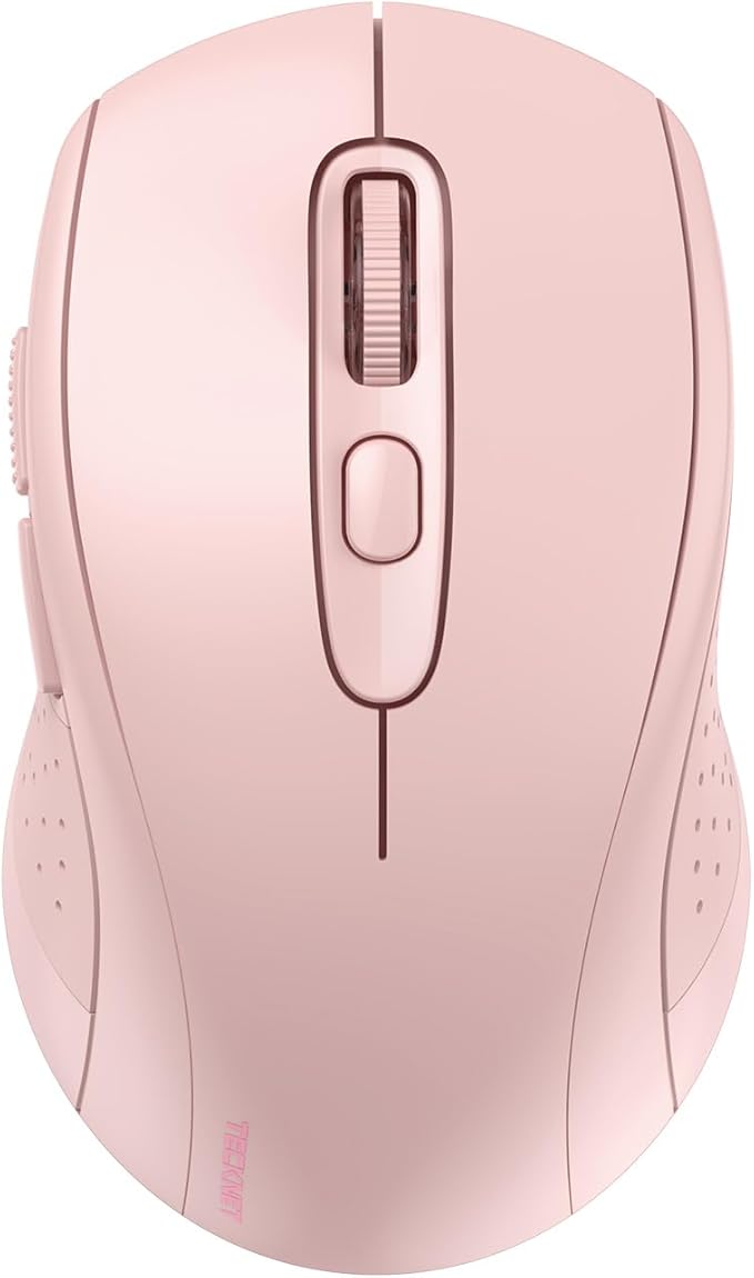 TECKNET Bluetooth Mouse, 4000DPI Wireless Mice for Laptop 2-in-1(BT 5.0/3.0+2.4Ghz) Computer Portable PC Mouse Wireless with USB Receiver for Mac (USB-A+Bluetooth, Pink)
