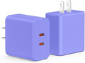 USB C Charger Block, 40W Dual Port Fast Charger 20W Type C Charging Block 3.1A USB Wall Charger Dual Port PD+QC Charging Cube for iPhone 15 16 14 13 12 11 Pro Max XS, iPad, Samsung Phone-Purple