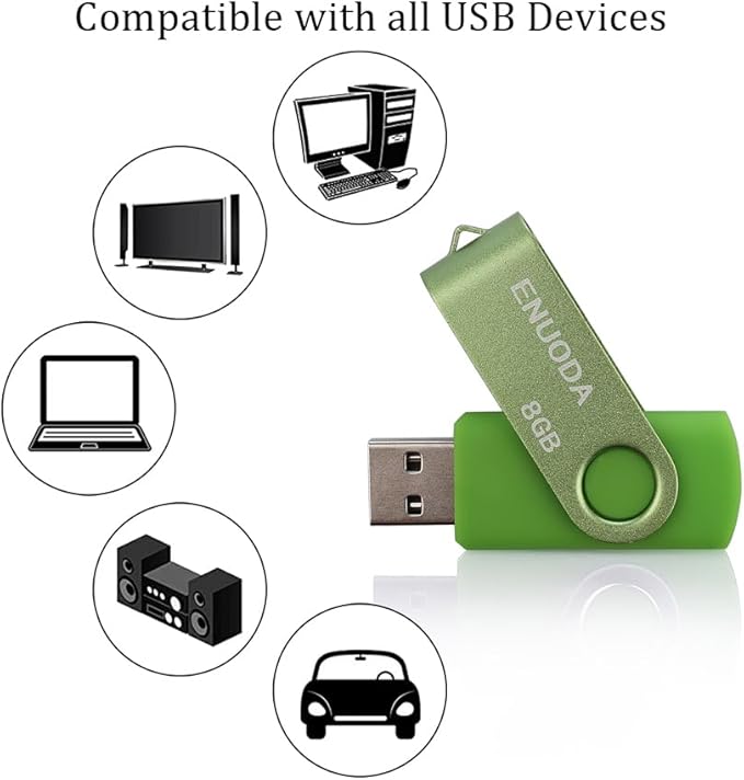 8GB Flash Drive 5 Pack ENUODA Thumb Drives 8GB Swivel Design USB 2.0 Memory Stick Jump Drive Pen Drive for Storage and Backup (5 Colors)
