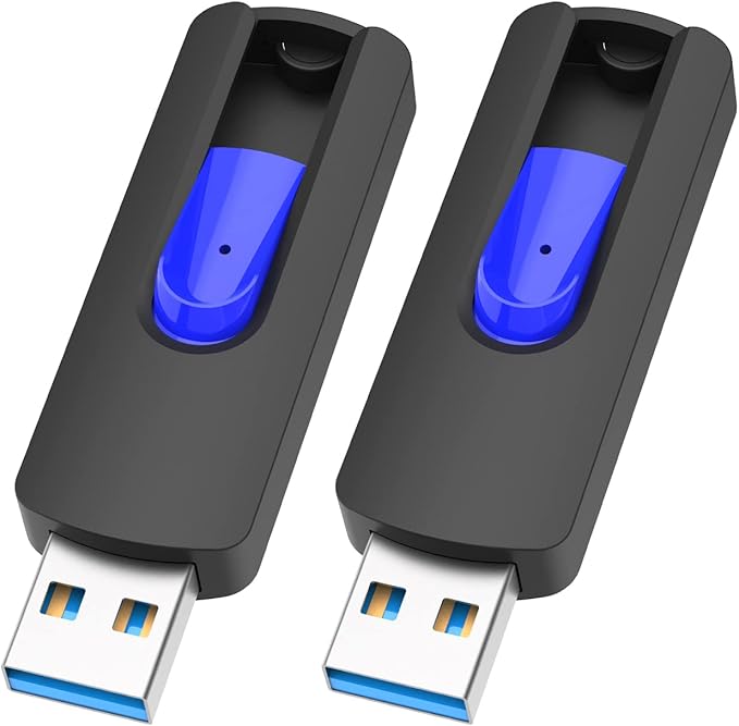 JUANWE 128GB 2 Pack USB Flash Drives, Thumb Drive Retractable Slide USB 3.0 Flash Drive, Memory Sticks USB Drive Portable with Lanyard Hole, Jump Drive for Srotage & Backup (128 GB 2 Pack)