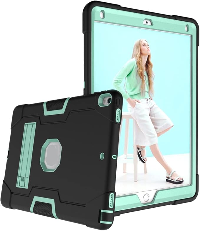 3 in 1 Hybrid Case for iPad Air 3 10.5" & iPad Pro 10.5" - Heavy Duty Rugged Stand, Shockproof, Anti-Slip, Anti-Scratch - Black/Green